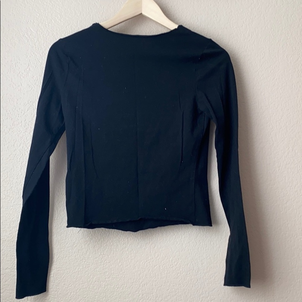 Wild Fable Long sleeve shirt Crop top Black size medium - Picture 5 of 5